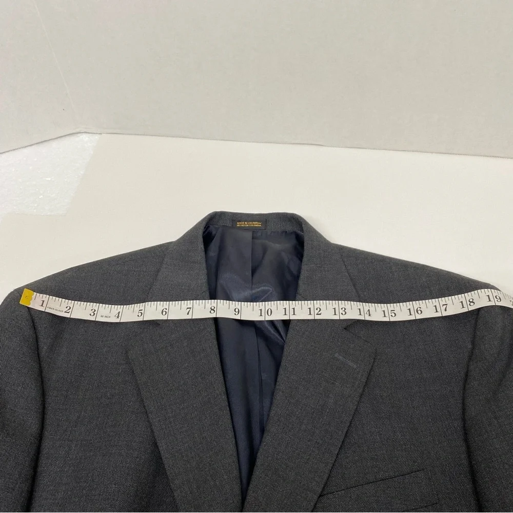 Stafford Men's Suit Jacket Size 46L Dark Charcoal Gray 55%Polyester 45% Wool